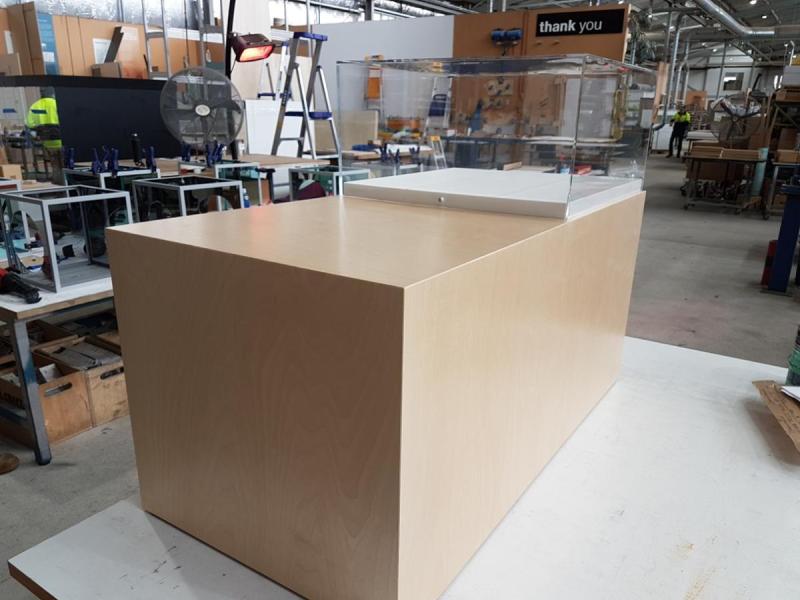 Plinth-mounted acrylic showcase for MAGNT 