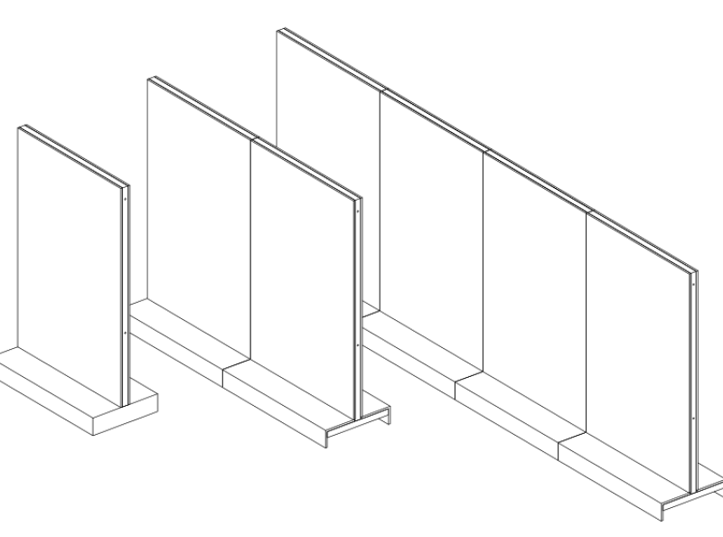 T1 Wall System - 1, 2 and 4 standard wall module configuration