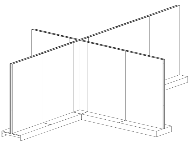 T1 Wall System - Standard module 4 way junction configuration