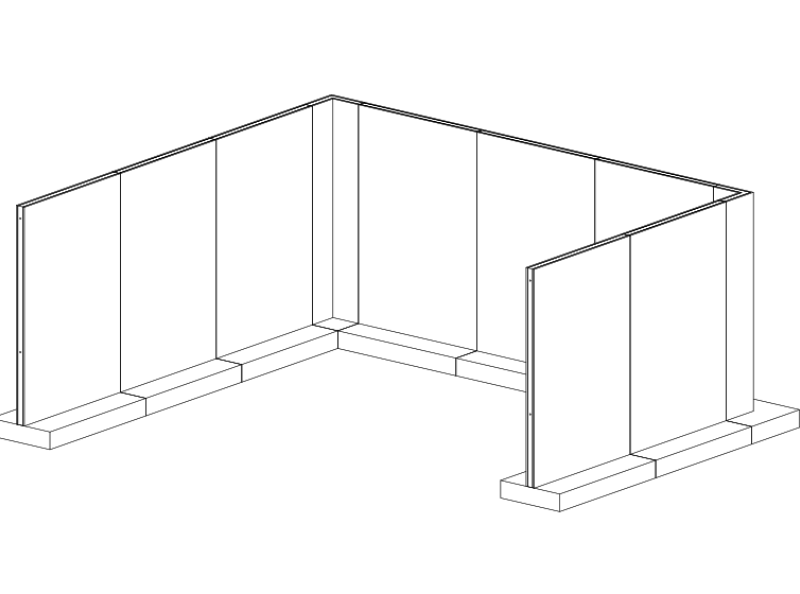 T1 Wall System - Standard module and 2 way junction configuration